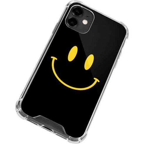 Black Happy Face iPhone 12 Clear Case