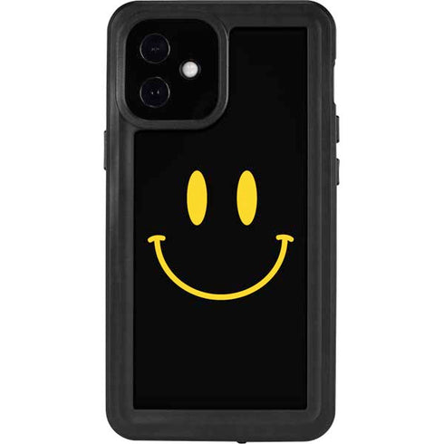 Black Happy Face iPhone 12 Mini Waterproof Case