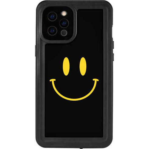 Black Happy Face iPhone 12 Pro Max Waterproof Case