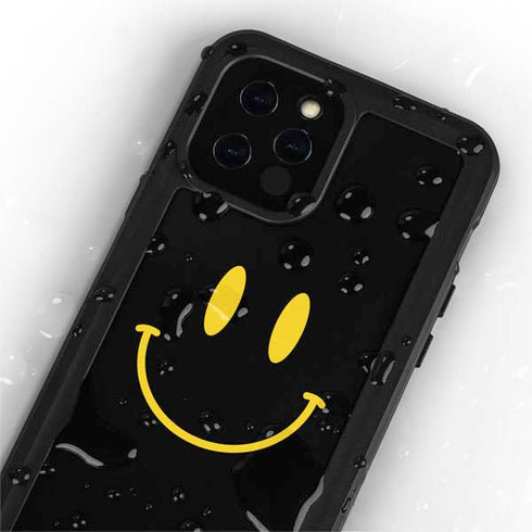 Black Happy Face iPhone 12 Pro Max Waterproof Case
