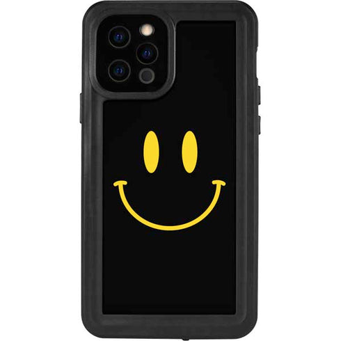 Black Happy Face iPhone 12 Pro Waterproof Case