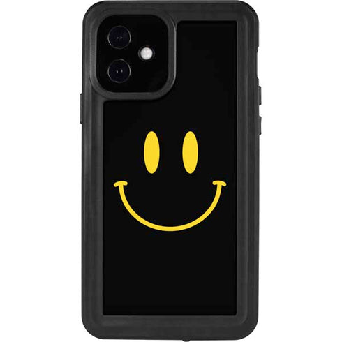 Black Happy Face iPhone 12 Waterproof Case