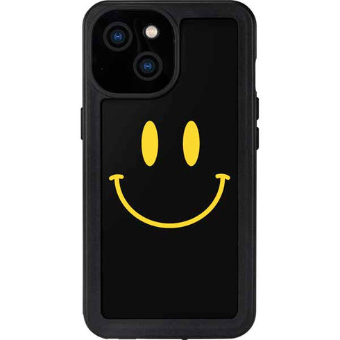 Black Happy Face iPhone 13 Mini Waterproof Case