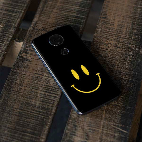 Black Happy Face Moto E5 Plus Skin