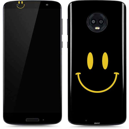 Black Happy Face Moto G6 Skin