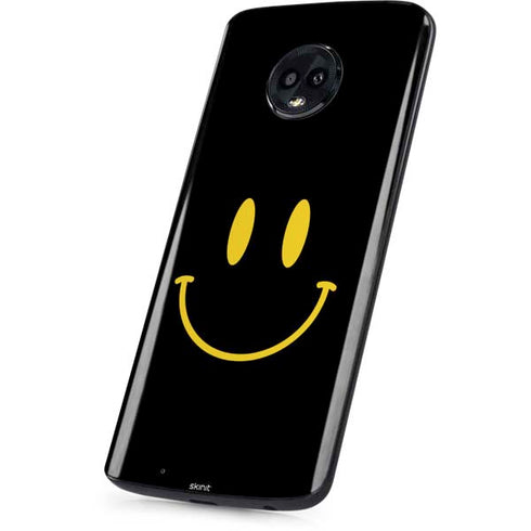 Black Happy Face Moto G6 Skin