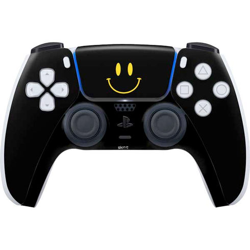 Black Happy Face PS5 Controller Skin