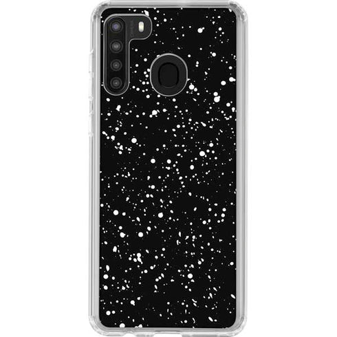 Black Speckle Galaxy A21 Clear Case