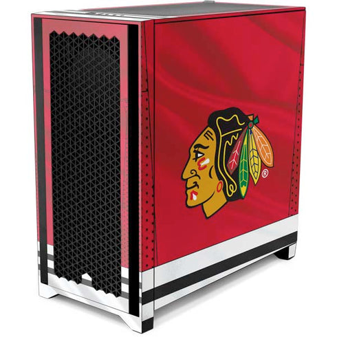 NHL Blackhawks Red Stripes Corsair 4000D Tempered Glass Mid-Tower ATX Case Skin