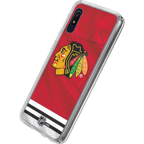 NHL Blackhawks Red Stripes Galaxy A10e Clear Case