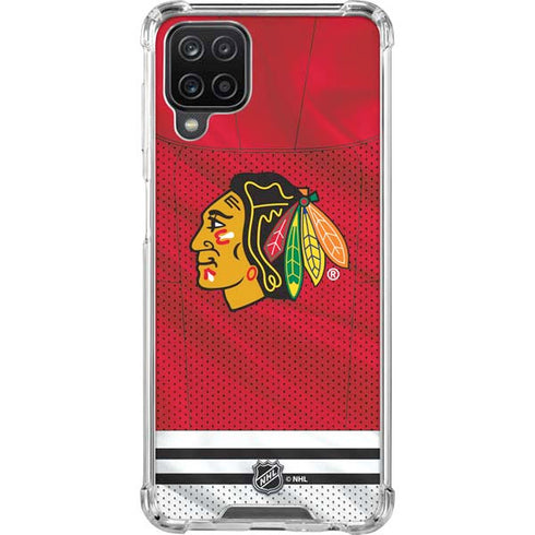 NHL Blackhawks Red Stripes Galaxy A12 Clear Case