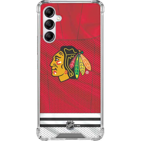 NHL Blackhawks Red Stripes Galaxy A14 5G Clear Case