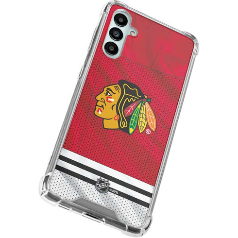 NHL Blackhawks Red Stripes Galaxy A15 5G Clear Case