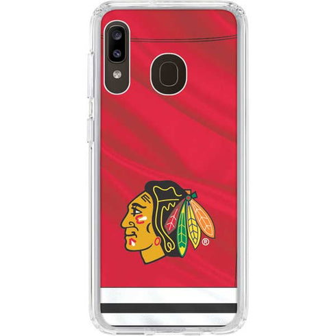 NHL Blackhawks Red Stripes Galaxy A20 Clear Case