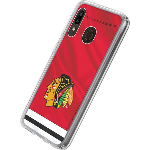NHL Blackhawks Red Stripes Galaxy A20 Clear Case