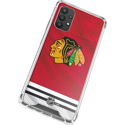 NHL Blackhawks Red Stripes Galaxy A32 5G Clear Case