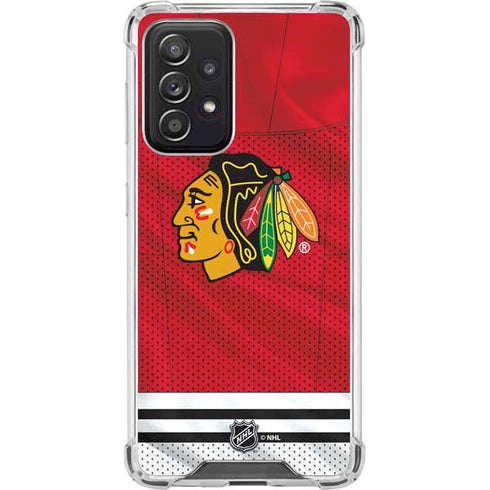 NHL Blackhawks Red Stripes Galaxy A52 5G Clear Case
