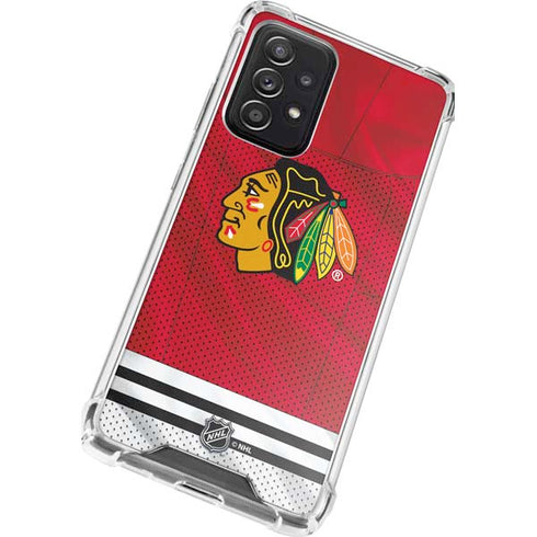 NHL Blackhawks Red Stripes Galaxy A52 5G Clear Case