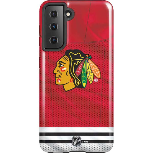 NHL Blackhawks Red Stripes Galaxy S21 5G Pro Case
