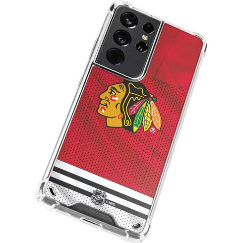 NHL Blackhawks Red Stripes Galaxy S21 Ultra 5G Clear Case
