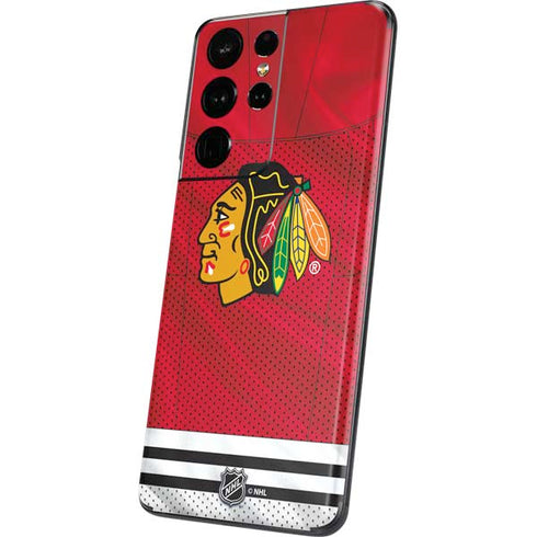 NHL Blackhawks Red Stripes Galaxy S21 Ultra 5G Skin