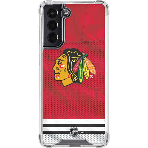 NHL Blackhawks Red Stripes Galaxy S22 Clear Case