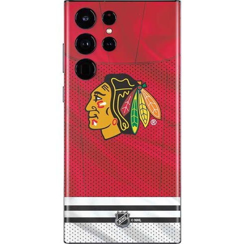 NHL Blackhawks Red Stripes Galaxy S22 Ultra Skin