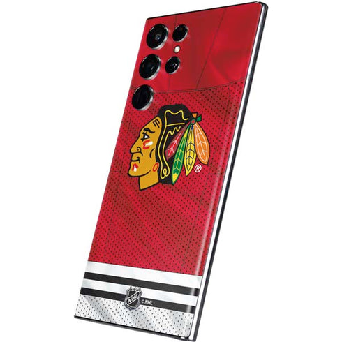 NHL Blackhawks Red Stripes Galaxy S22 Ultra Skin