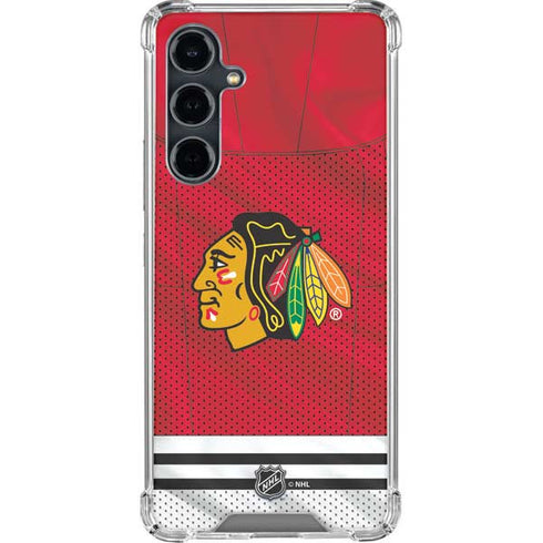 NHL Blackhawks Red Stripes Galaxy S23 FE Clear Case