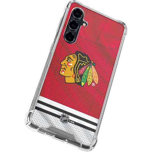 NHL Blackhawks Red Stripes Galaxy S23 FE Clear Case