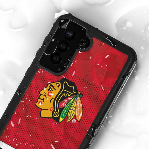 NHL Blackhawks Red Stripes Galaxy S23 Plus Waterproof Case