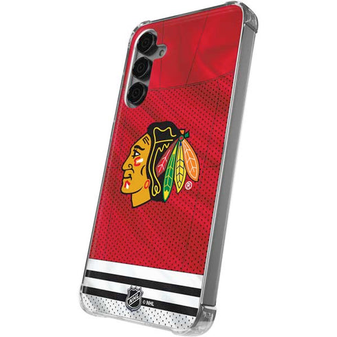 NHL Blackhawks Red Stripes Galaxy S24 Plus Clear Case