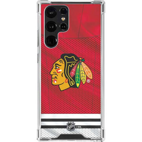 NHL Blackhawks Red Stripes Galaxy S24 Ultra Clear Case