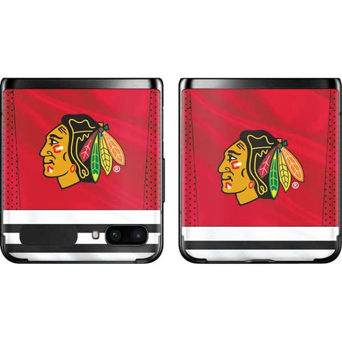 NHL Blackhawks Red Stripes Galaxy Z Flip Skin