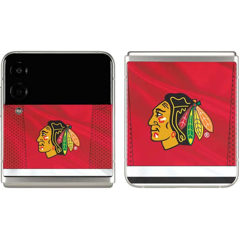 NHL Blackhawks Red Stripes Galaxy Z Flip3 5G Skin