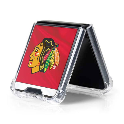 NHL Blackhawks Red Stripes Galaxy Z Flip5 5G Clear Case