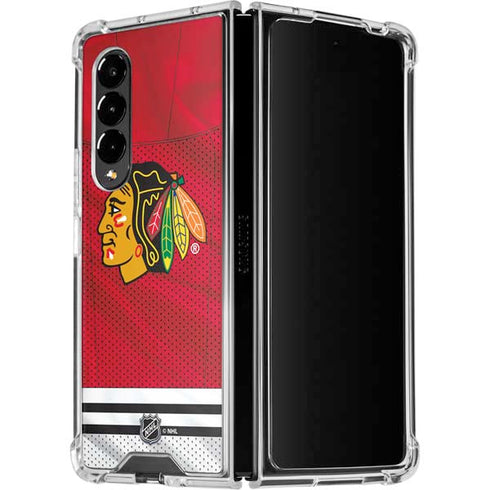 NHL Blackhawks Red Stripes Galaxy Z Fold4 5G Clear Case