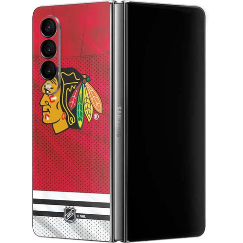 NHL Blackhawks Red Stripes Galaxy Z Fold4 5G Skin