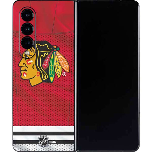 NHL Blackhawks Red Stripes Galaxy Z Fold4 5G Skin