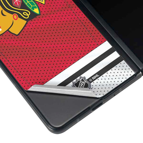 NHL Blackhawks Red Stripes Galaxy Z Fold4 5G Skin