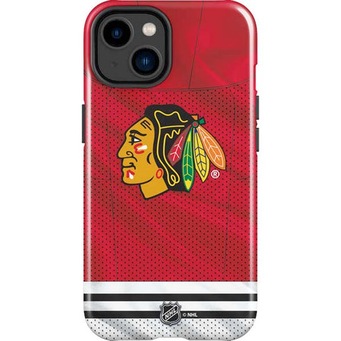 NHL Blackhawks Red Stripes iPhone 15 Plus Impact Case