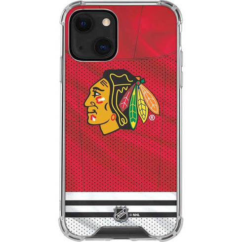 NHL Blackhawks Red Stripes iPhone 14 Plus Clear Case