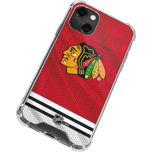 NHL Blackhawks Red Stripes iPhone 14 Plus Clear Case