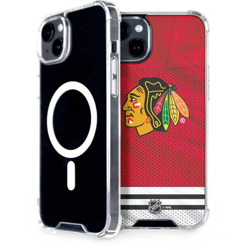 NHL Blackhawks Red Stripes iPhone 15 Plus MagSafe Case