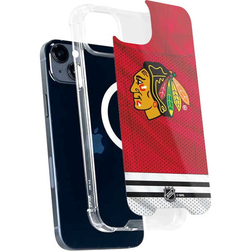 NHL Blackhawks Red Stripes iPhone 15 Plus MagSafe Case