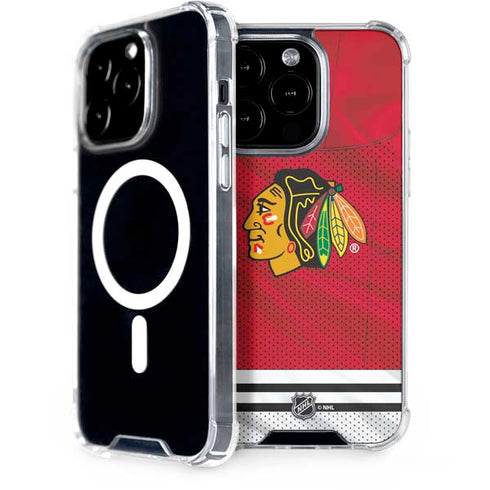 NHL Blackhawks Red Stripes iPhone 15 Pro MagSafe Case