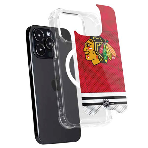 NHL Blackhawks Red Stripes iPhone 15 Pro MagSafe Case