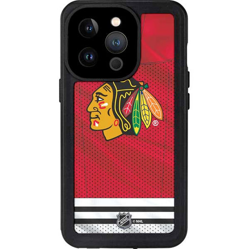 NHL Blackhawks Red Stripes iPhone 14 Pro Waterproof Case