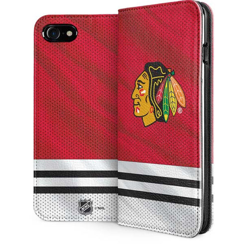 NHL Blackhawks Red Stripes iPhone SE (2nd & 3rd Gen) Folio Case