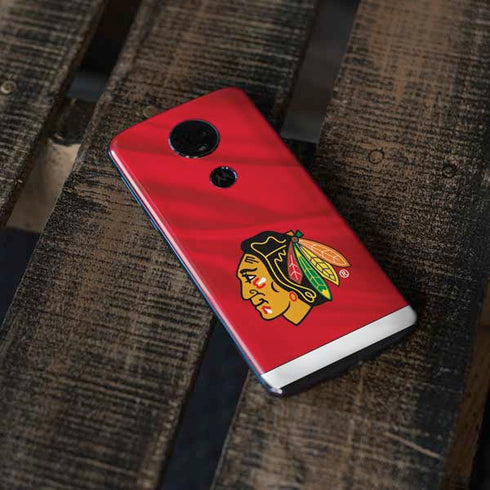 NHL Blackhawks Red Stripes Moto E5 Plus Skin